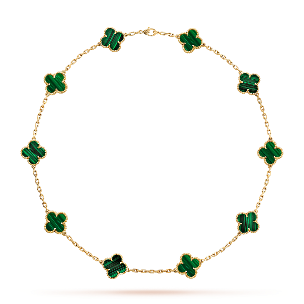 [Love Aura]CLOVER 10 MOTIFS MALACHITE NECKLACE