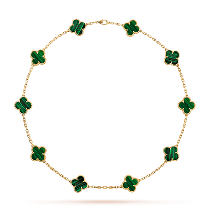 [Love Aura]CLOVER 10 MOTIFS MALACHITE NECKLACE