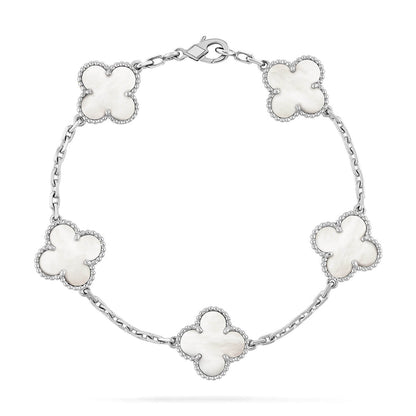 [Love Aura]CLOVER WHITE PEARL MOP 5 MOTIF BRACELET COLLECTION