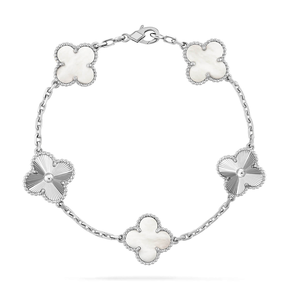 [Love Aura]CLOVER WHITE PEARL MOP 5 MOTIF BRACELET COLLECTION
