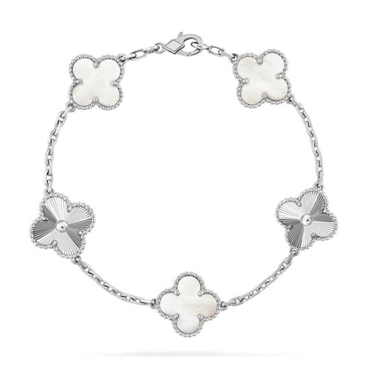 [Love Aura]CLOVER WHITE PEARL MOP 5 MOTIF BRACELET COLLECTION