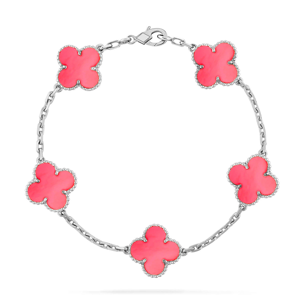 [Love Aura] CLOVER 5 MOTIFS  PINK MOP BRACELET COLLECTION