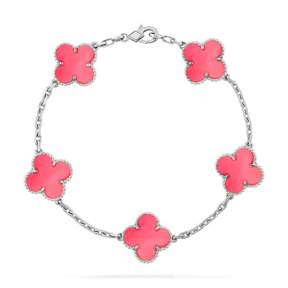 [Love Aura] CLOVER 5 MOTIFS  PINK MOP BRACELET COLLECTION