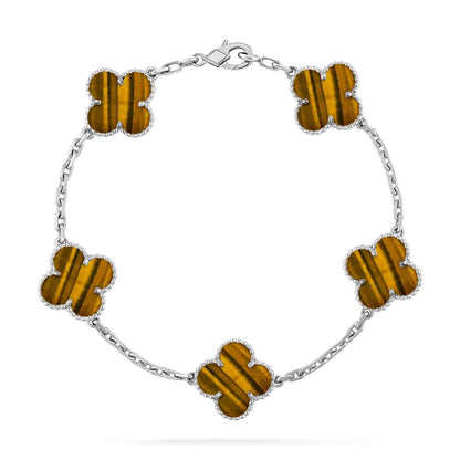 [Love Aura] CLOVER 5 MOTIFS TIGER EYE BRACELET COLLECTION
