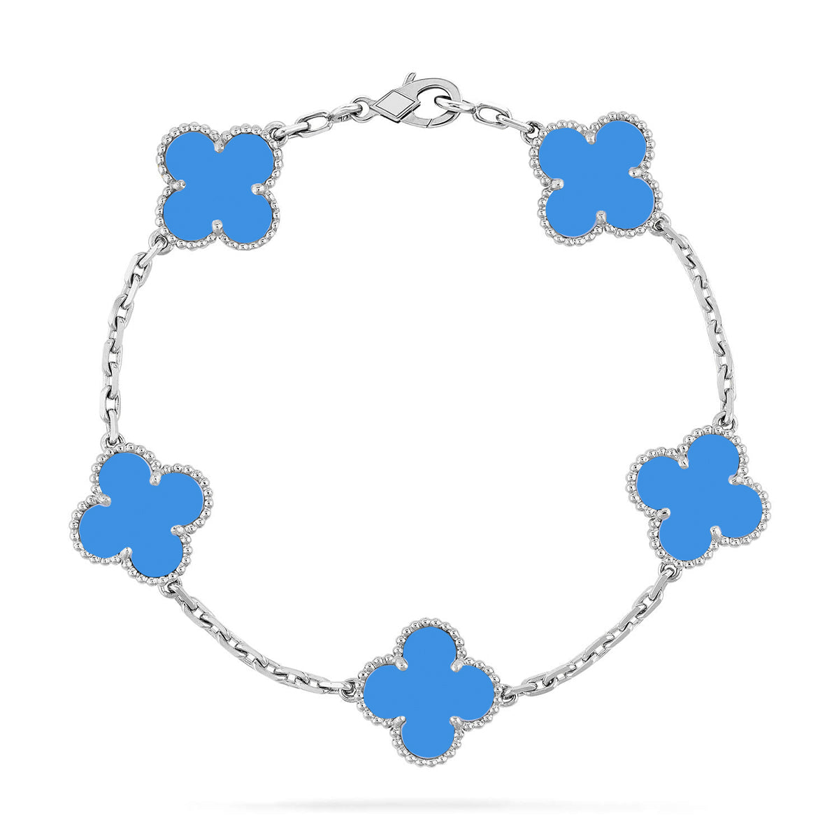 [Love Aura] CLOVER 5 MOTIF BLUE AGATE BRACELET COLLECTION
