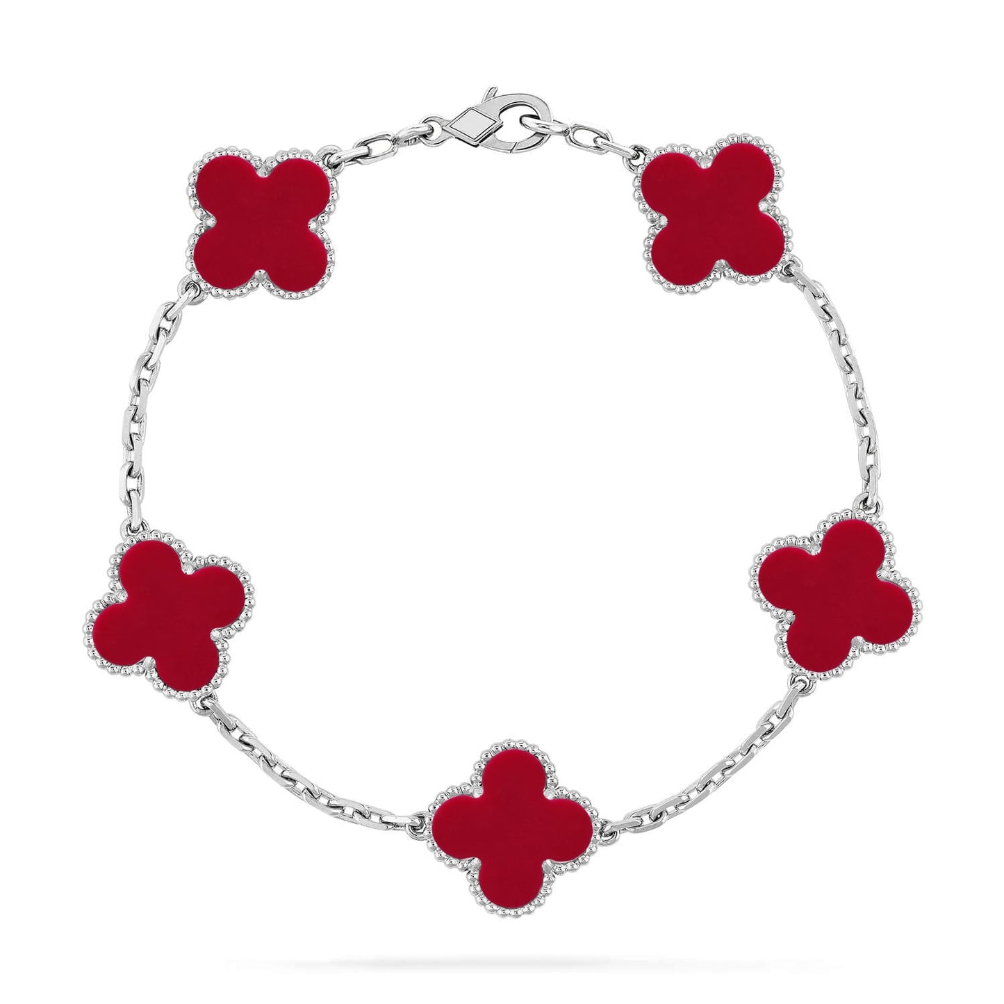 [Love Aura] CLOVER 5 MOTIF RED CORNELIAN BRACELET COLLECTION