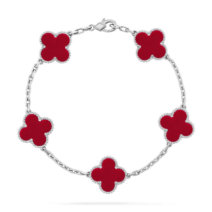 [Love Aura] CLOVER 5 MOTIF RED CORNELIAN BRACELET COLLECTION