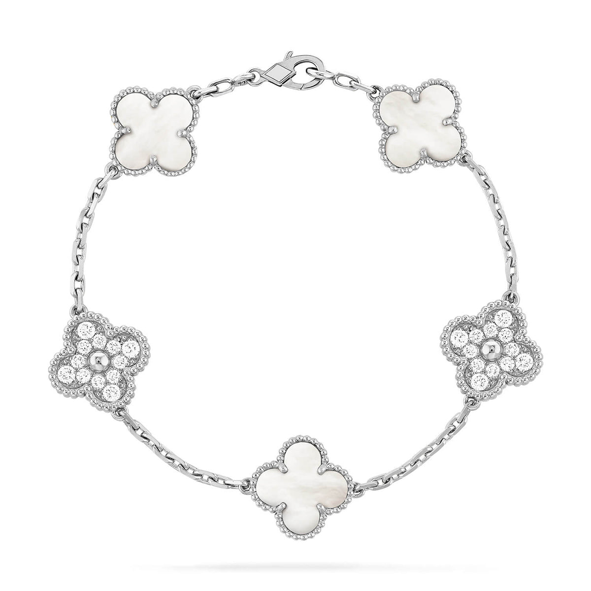 [Love Aura]CLOVER WHITE PEARL MOP 5 MOTIF BRACELET COLLECTION