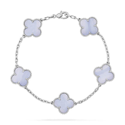 [Love Aura] CLOVER 5 MOTIF PURPLE CHALCEDONY BRACELET COLLECTION