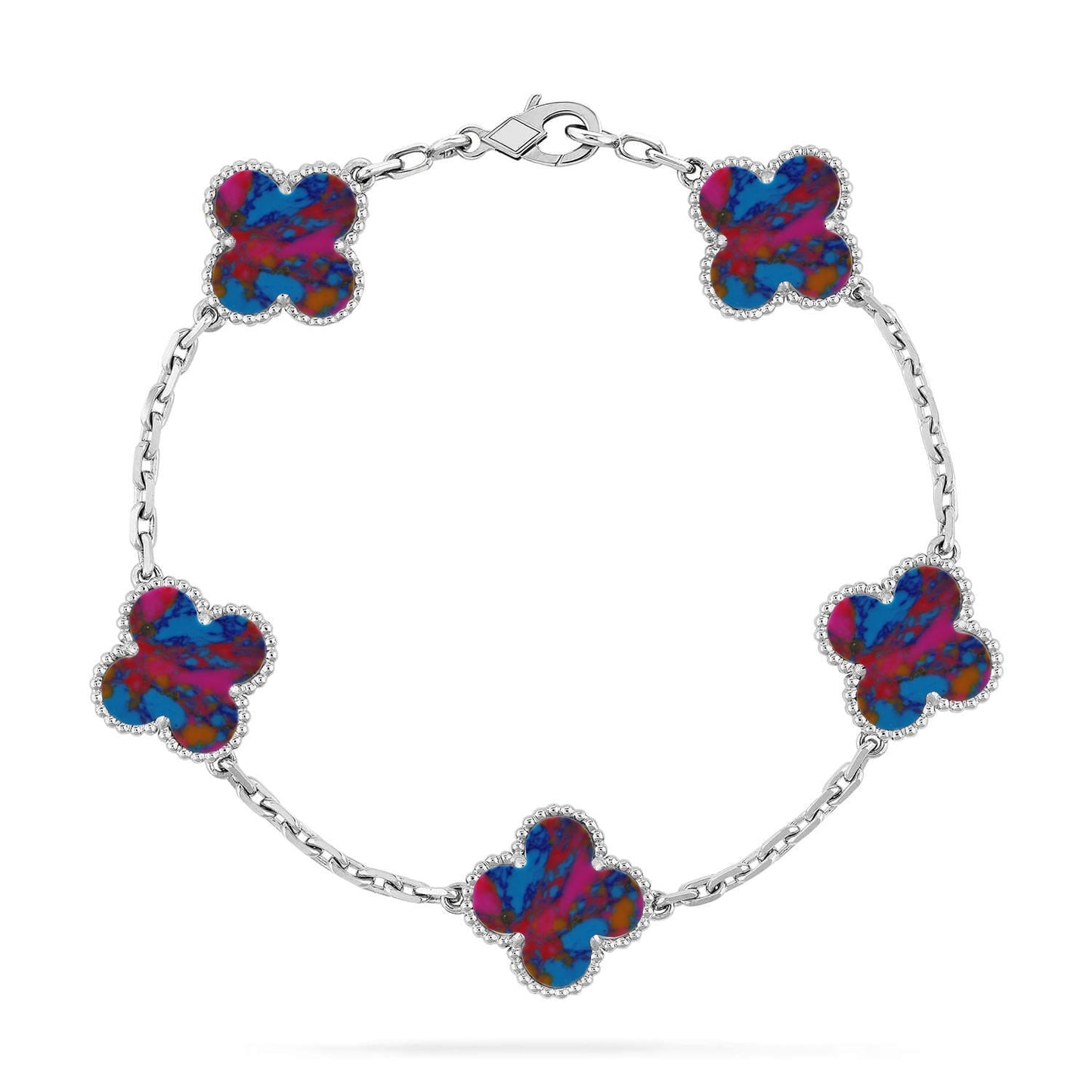 [Love Aura]CLOVER 5 MOTIF COLOR GEMSTONES BRACELET COLLECTION