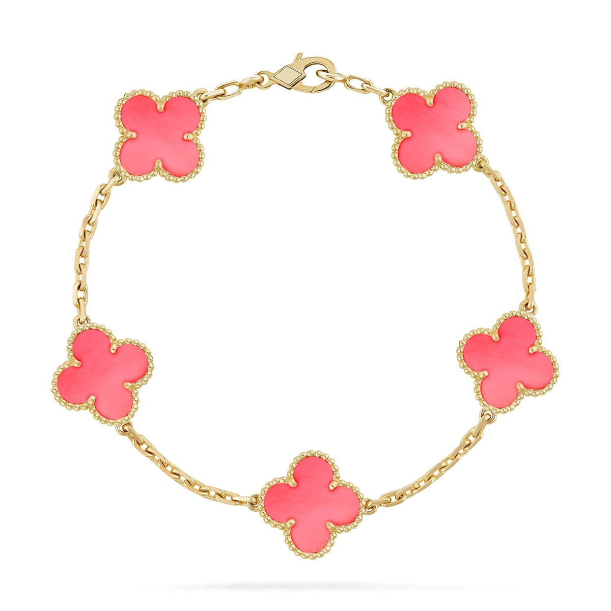 [Love Aura] CLOVER 5 MOTIFS  PINK MOP BRACELET COLLECTION