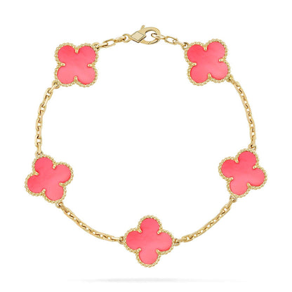 [Love Aura] CLOVER 5 MOTIFS  PINK MOP BRACELET COLLECTION