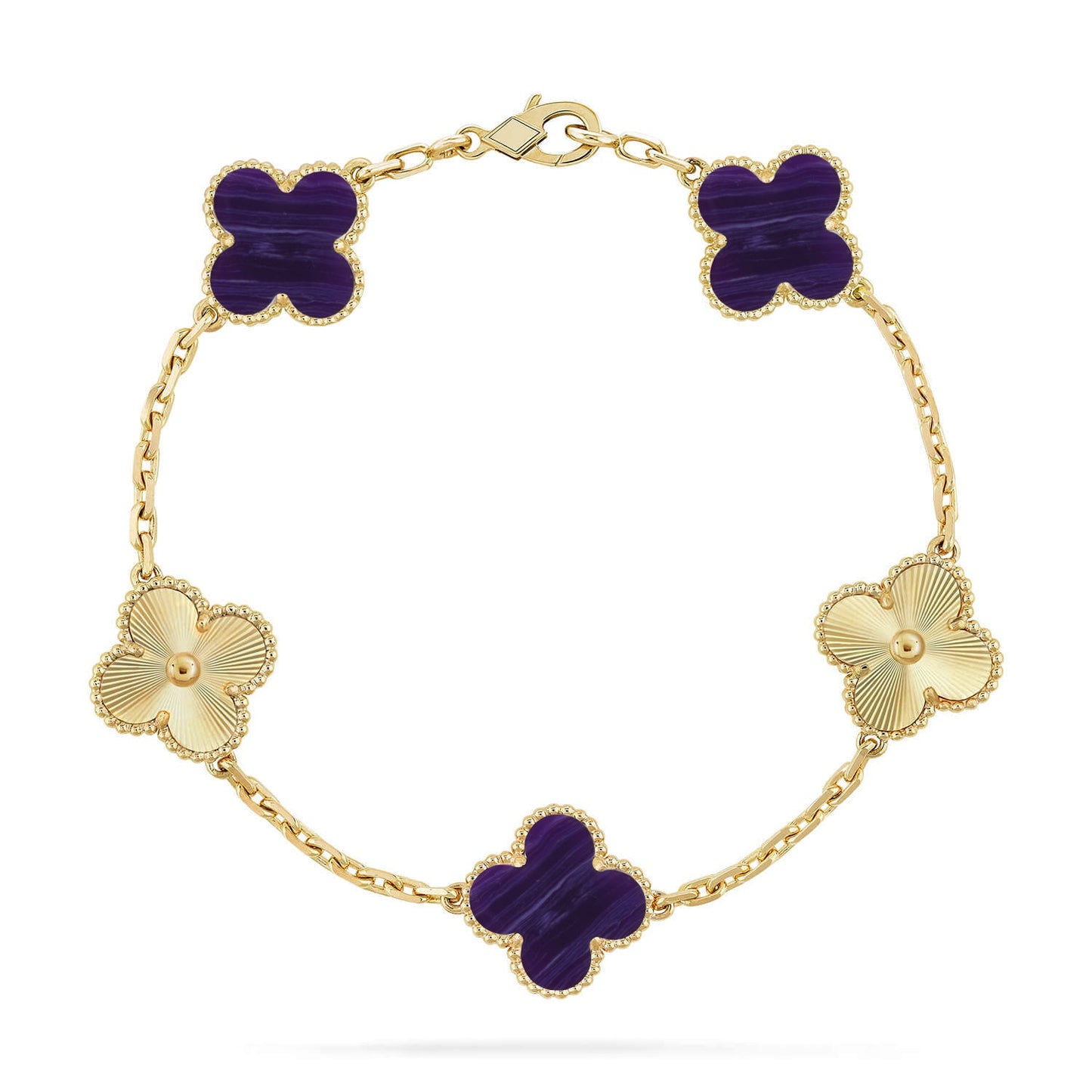 [Love Aura]CLOVER 5 MOTIF PURPLE STRIPES BRACELET COLLECTION
