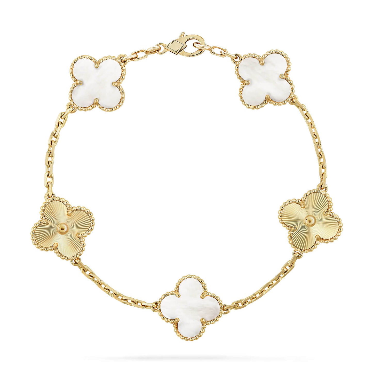 [Love Aura]CLOVER WHITE PEARL MOP 5 MOTIF BRACELET COLLECTION