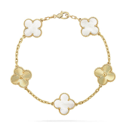 [Love Aura]CLOVER WHITE PEARL MOP 5 MOTIF BRACELET COLLECTION
