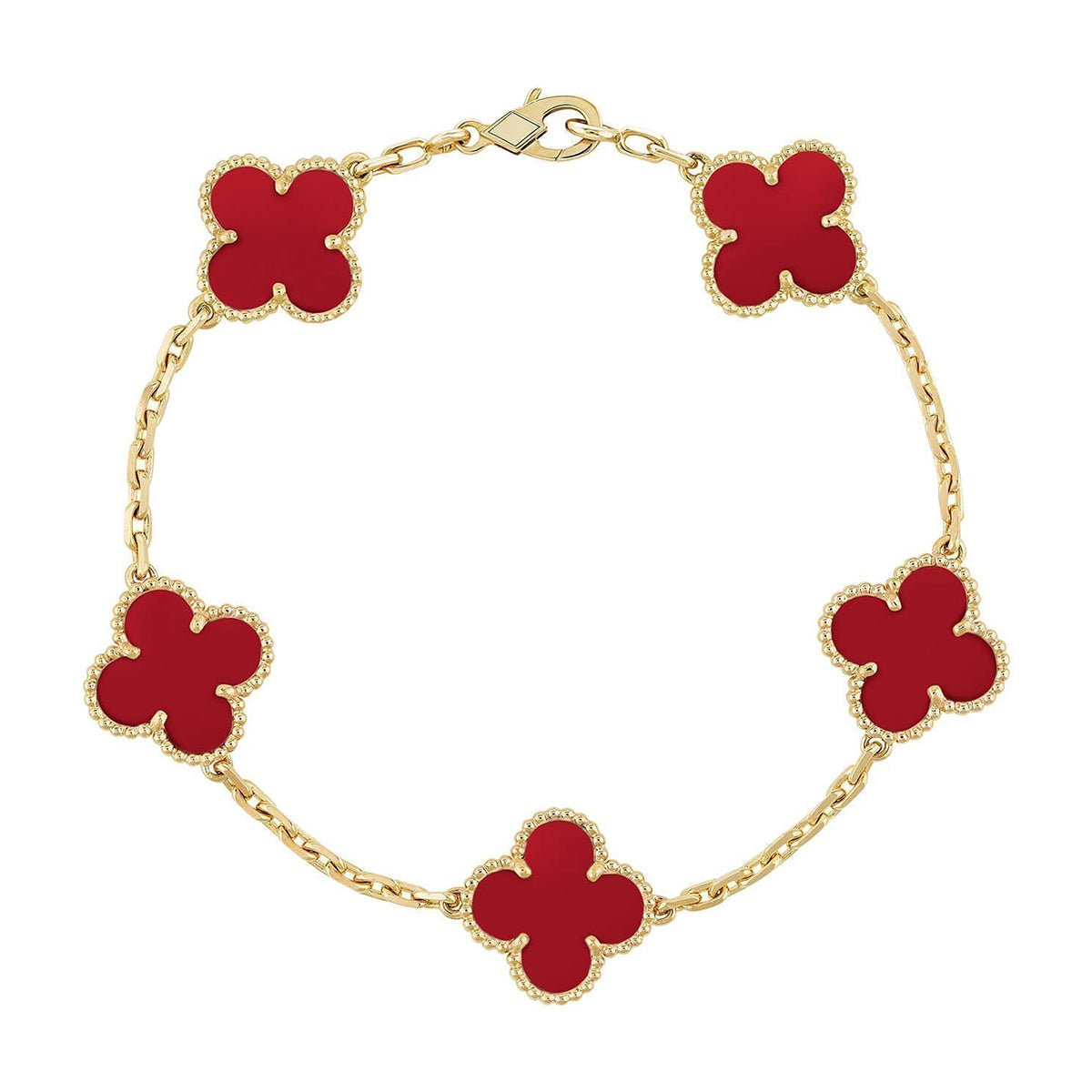 [Love Aura] CLOVER 5 MOTIF RED CORNELIAN BRACELET COLLECTION