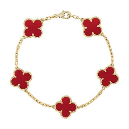 [Love Aura] CLOVER 5 MOTIF RED CORNELIAN BRACELET COLLECTION