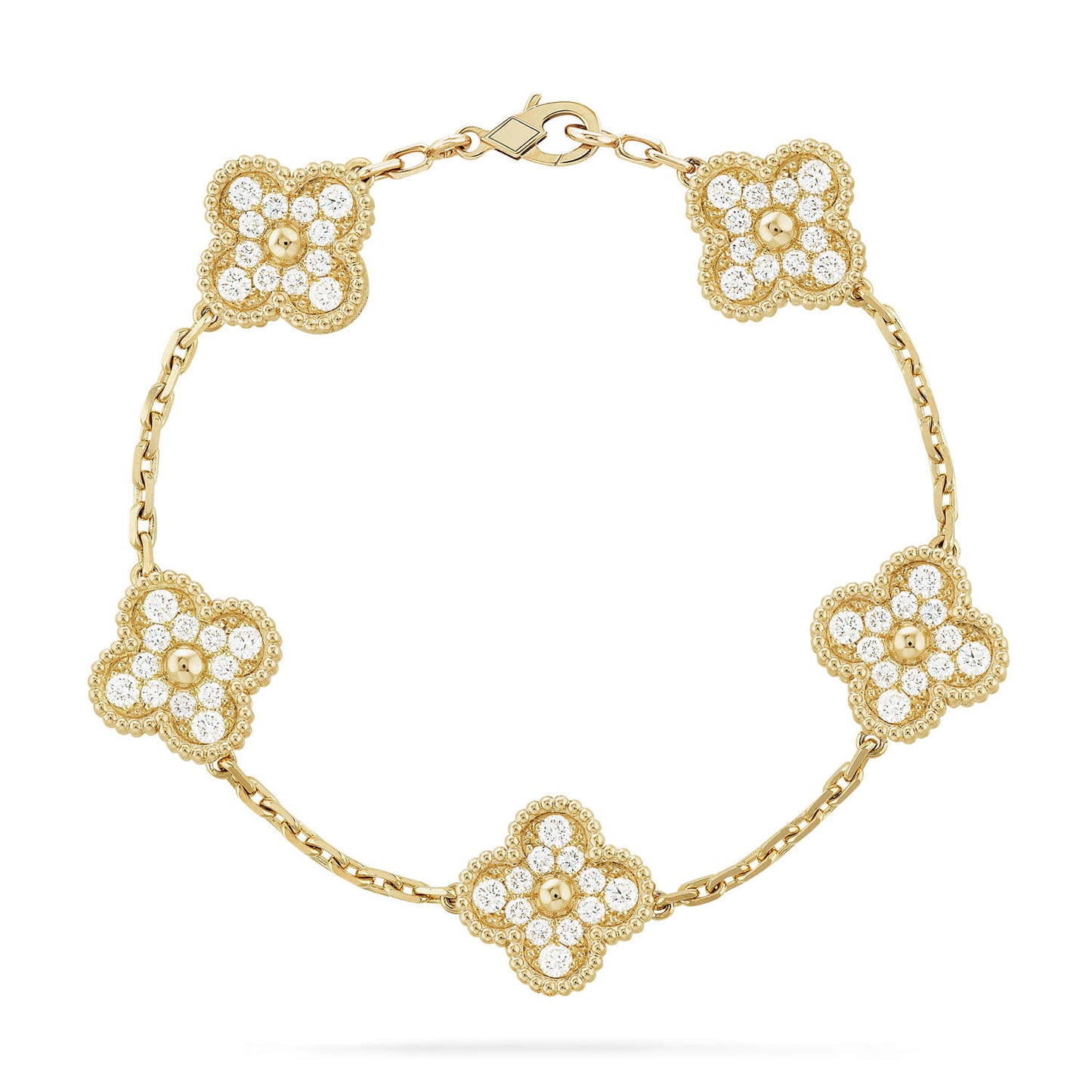 [Love Aura] CLOVER 5 MOTIF FULL DIAMOND BRACELET COLLECTION