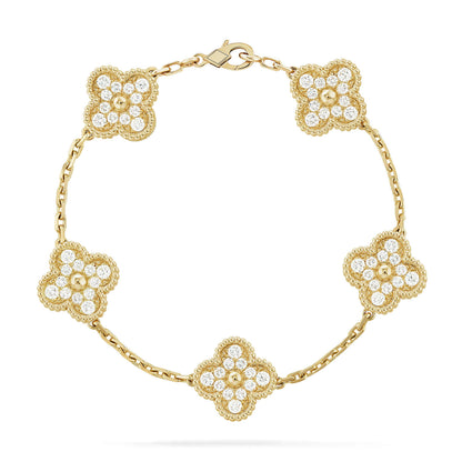 [Love Aura] CLOVER 5 MOTIF FULL DIAMOND BRACELET COLLECTION