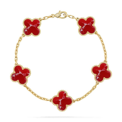 [Love Aura]CLOVER 5 MOTIF RED PATTERN BRACELET COLLECTION