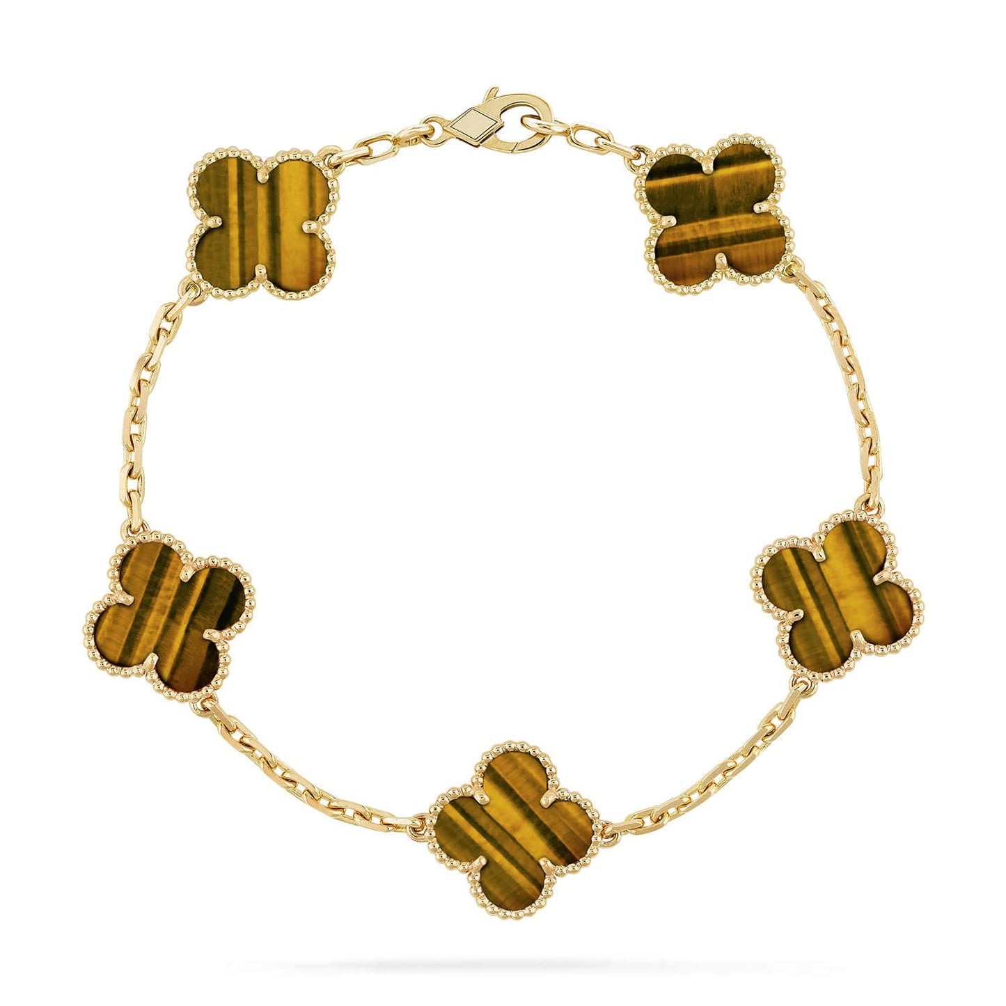 [Love Aura] CLOVER 5 MOTIFS TIGER EYE BRACELET COLLECTION