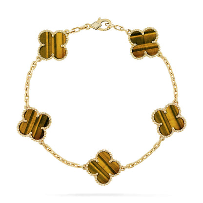 [Love Aura] CLOVER 5 MOTIFS TIGER EYE BRACELET COLLECTION