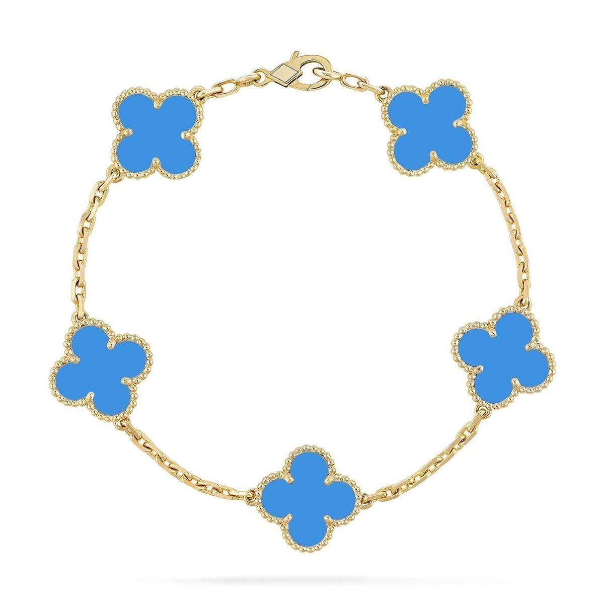 [Love Aura] CLOVER 5 MOTIF BLUE AGATE BRACELET COLLECTION
