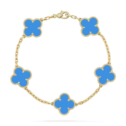 [Love Aura] CLOVER 5 MOTIF BLUE AGATE BRACELET COLLECTION