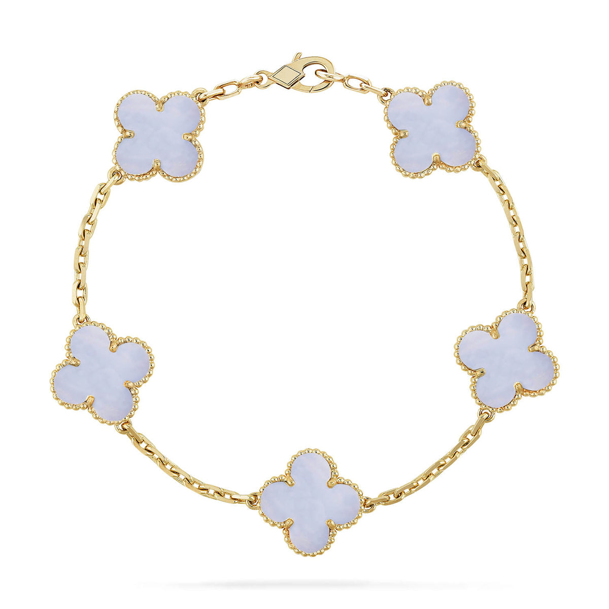 [Love Aura] CLOVER 5 MOTIF PURPLE CHALCEDONY BRACELET COLLECTION