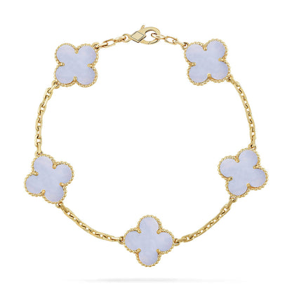 [Love Aura] CLOVER 5 MOTIF PURPLE CHALCEDONY BRACELET COLLECTION