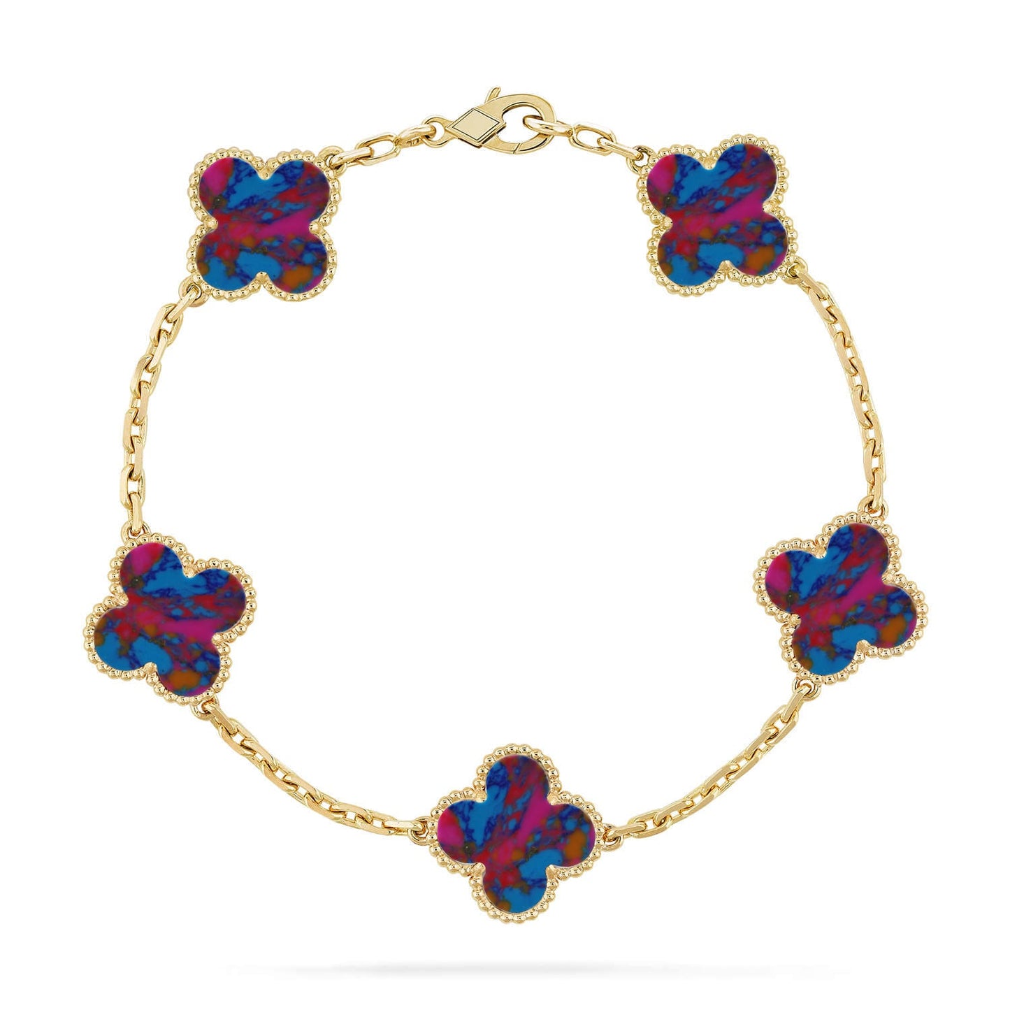[Love Aura]CLOVER 5 MOTIF COLOR GEMSTONES BRACELET COLLECTION