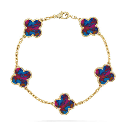 [Love Aura]CLOVER 5 MOTIF COLOR GEMSTONES BRACELET COLLECTION