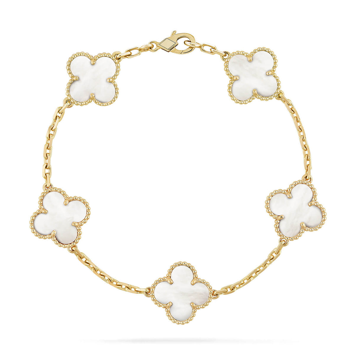 [Love Aura]CLOVER WHITE PEARL MOP 5 MOTIF BRACELET COLLECTION