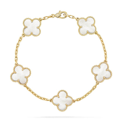 [Love Aura]CLOVER WHITE PEARL MOP 5 MOTIF BRACELET COLLECTION