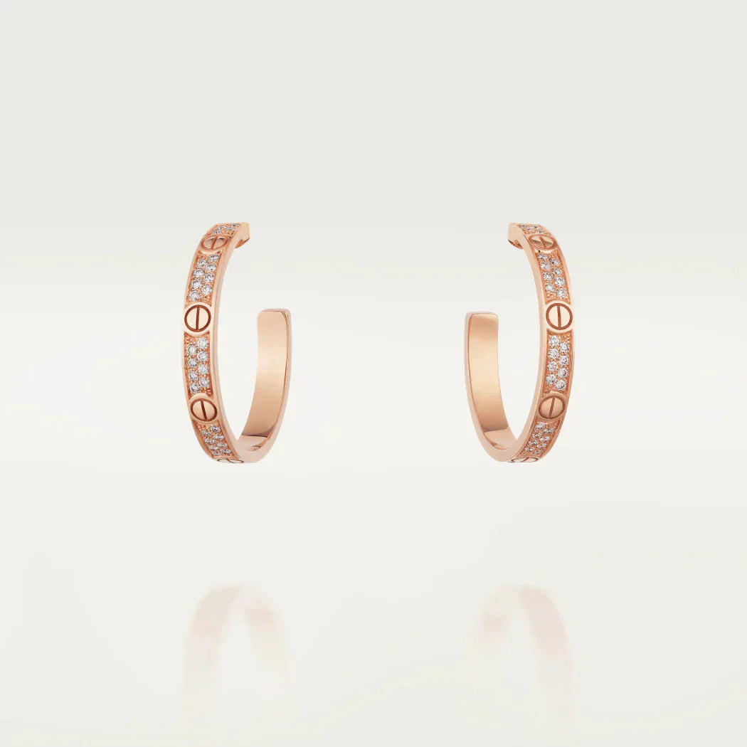 [Love Aura]LOVE DIAMOND PINK GOLD HOOP EARRINGS
