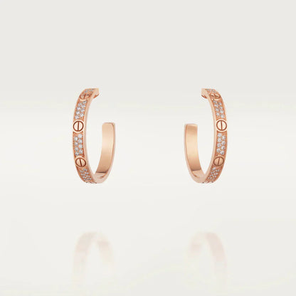 [Love Aura]LOVE DIAMOND PINK GOLD HOOP EARRINGS