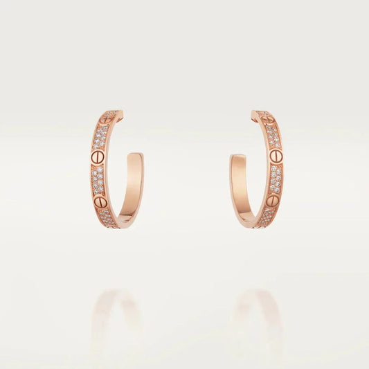 [Love Aura]LOVE DIAMOND PINK GOLD HOOP EARRINGS