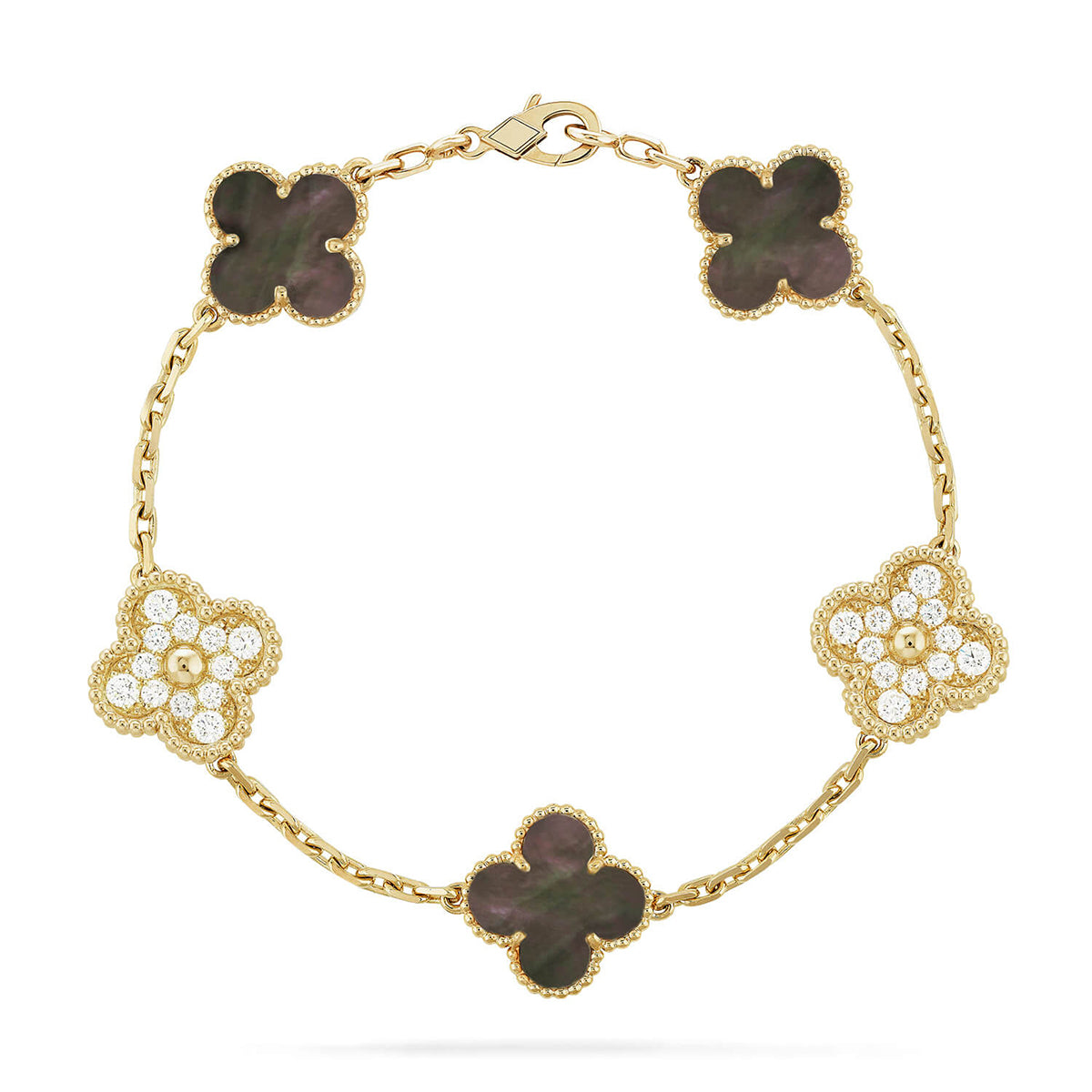 [Love Aura] CLOVER 5 MOTIF GRAY MOP BRACELET COLLECTION