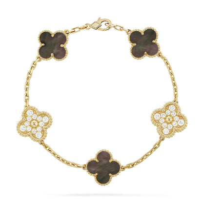 [Love Aura] CLOVER 5 MOTIF GRAY MOP BRACELET COLLECTION