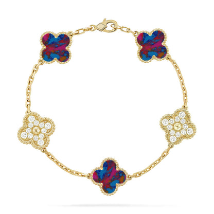 [Love Aura]CLOVER 5 MOTIF COLOR GEMSTONES BRACELET COLLECTION