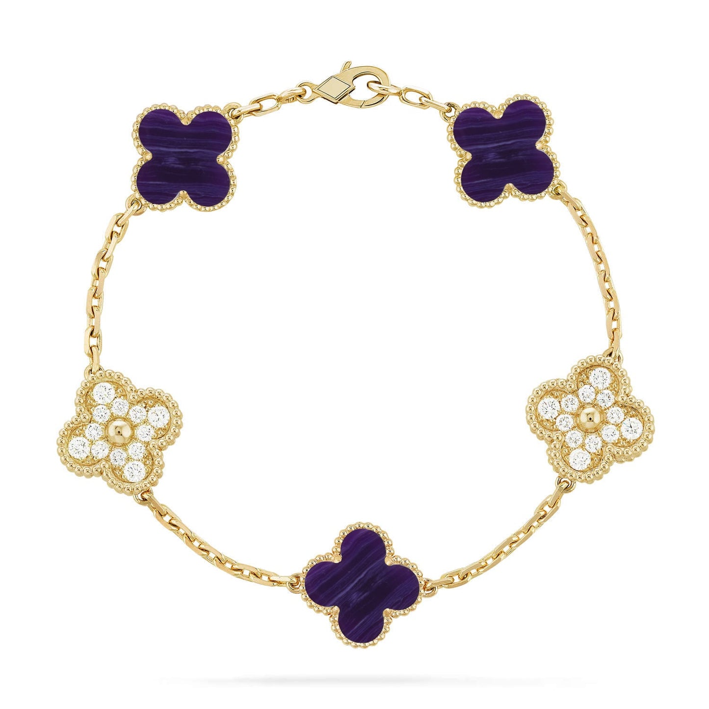 [Love Aura]CLOVER 5 MOTIF PURPLE STRIPES BRACELET COLLECTION