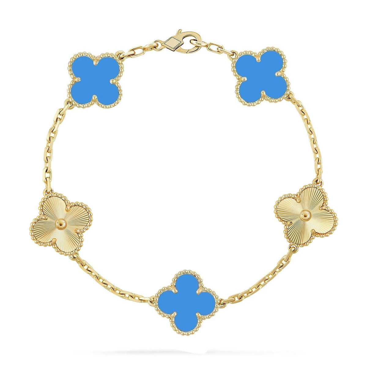 [Love Aura] CLOVER 5 MOTIF BLUE AGATE BRACELET COLLECTION