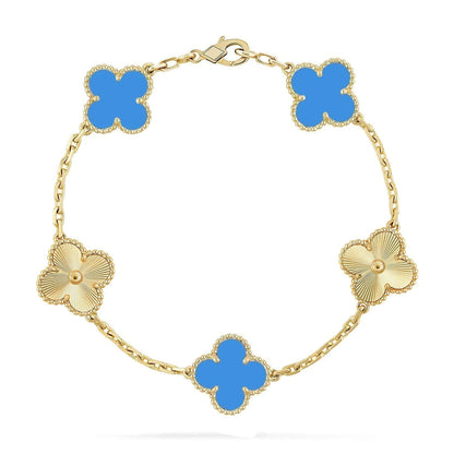 [Love Aura] CLOVER 5 MOTIF BLUE AGATE BRACELET COLLECTION