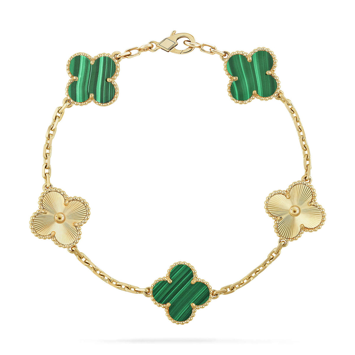 [Love Aura] CLOVER 5 MOTIF MALACHITE BRACELET COLLECTION