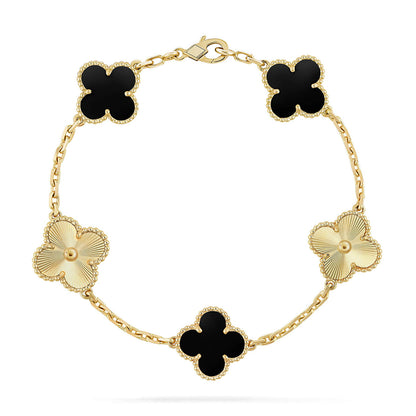 [Love Aura] CLOVER 5 MOTIF ONYXS BRACELET COLLECTION