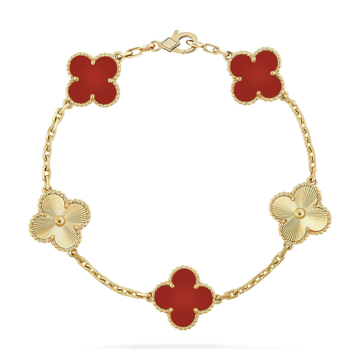 [Love Aura] CLOVER 5 MOTIF RED CORNELIAN BRACELET COLLECTION
