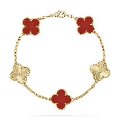 [Love Aura] CLOVER 5 MOTIF RED CORNELIAN BRACELET COLLECTION