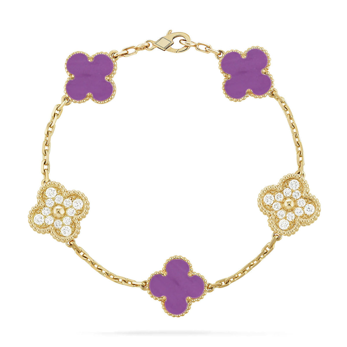 [Love Aura] CLOVER 5 MOTIF VIOLET BRACELET COLLECTION