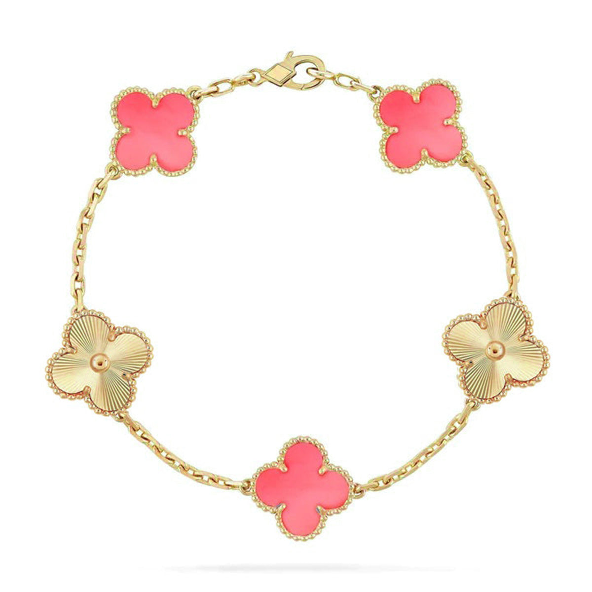 [Love Aura] CLOVER 5 MOTIFS  PINK MOP BRACELET COLLECTION