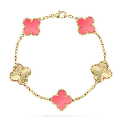 [Love Aura] CLOVER 5 MOTIFS  PINK MOP BRACELET COLLECTION